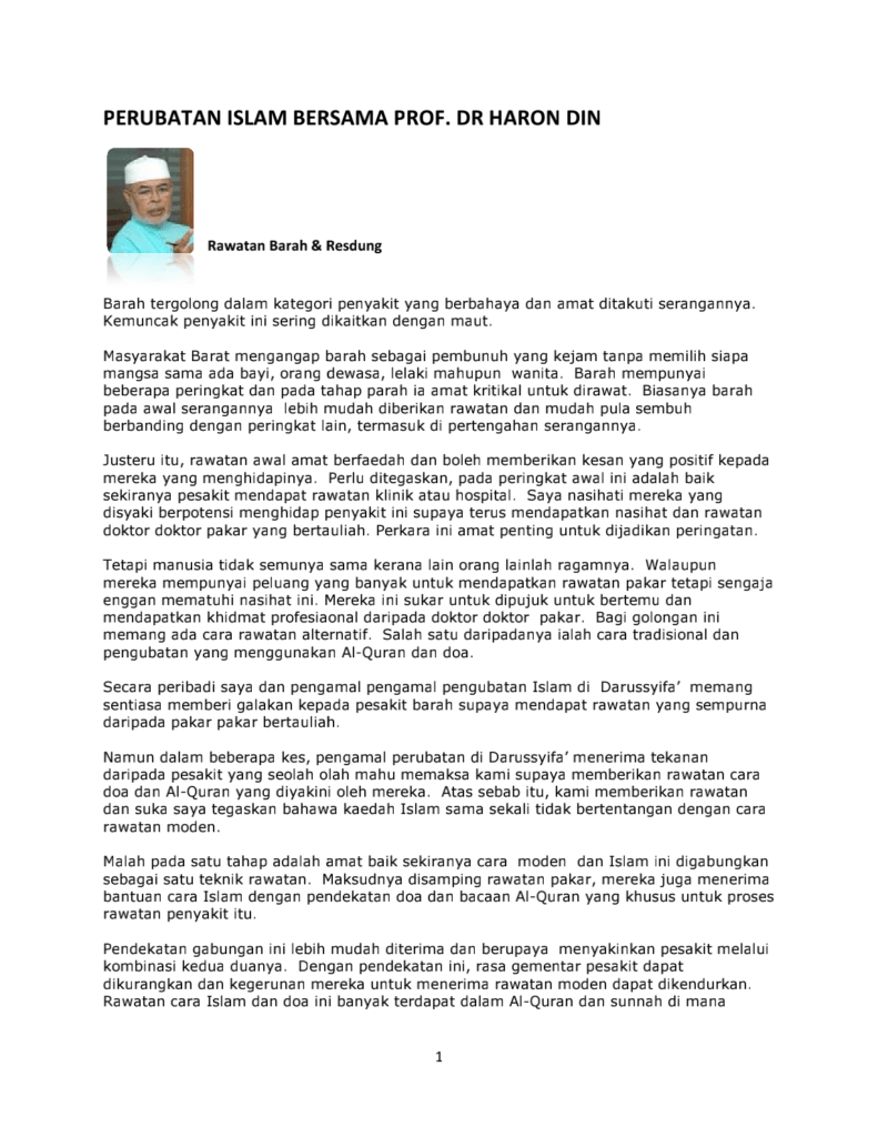 Rawatan Barah Dan Resdung Dr Haron Din