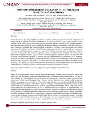 Simptom Mimpi Histeria Rasukan Jin Dalam Perspektif Pesakit, Perawat dan Hadis